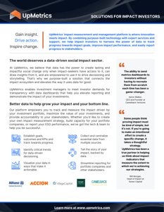 UpMetrics Overview for Impact Investors - One Pager - June 2023